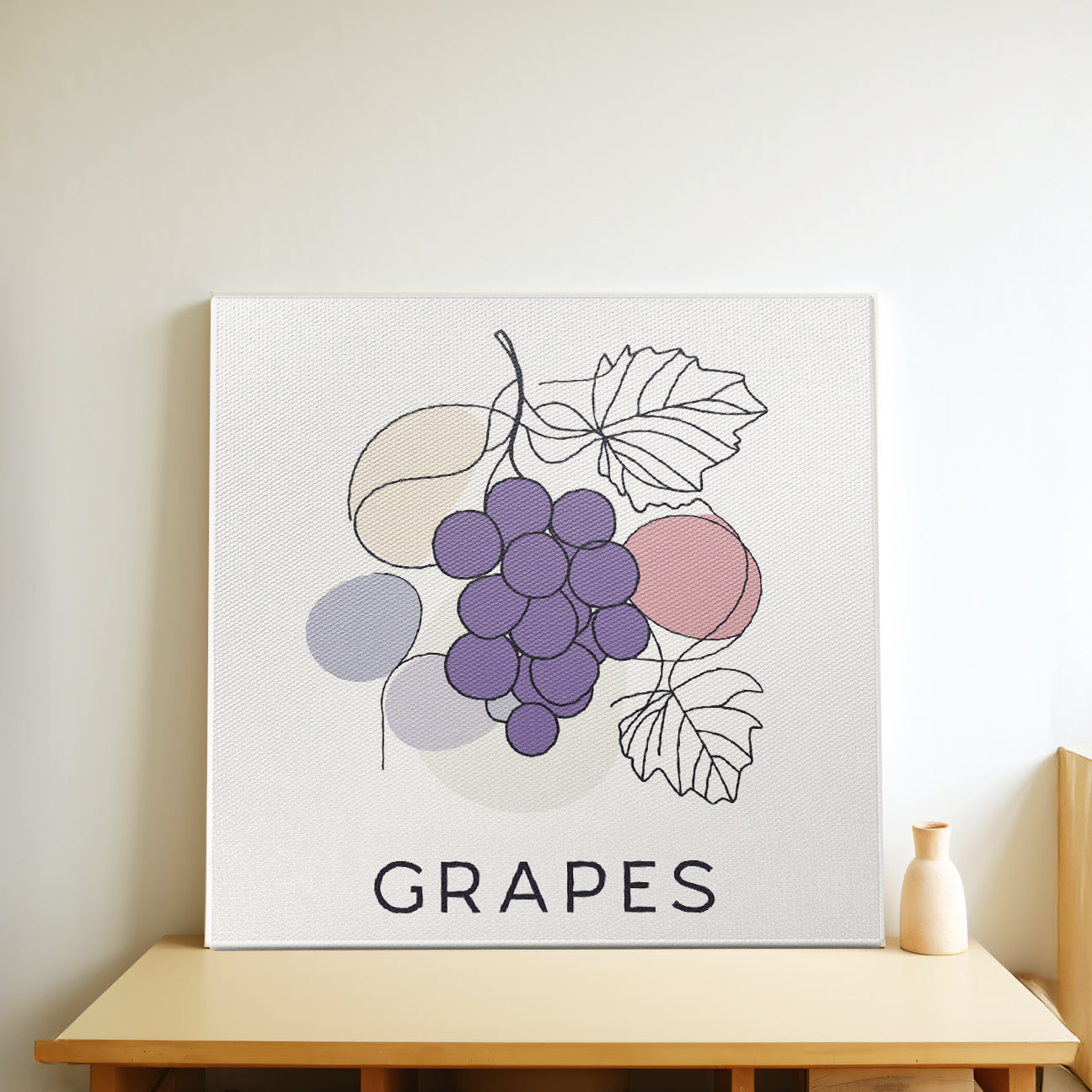 Minimalist Grape Cluster Line Canvas Wall Art