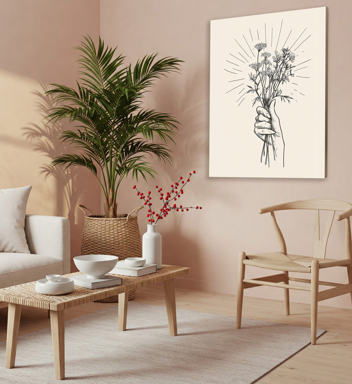 Wildflower Hand Boho Canvas Art