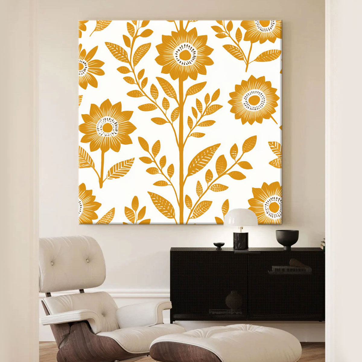 Golden Daisy Grid Boho Wall Decor