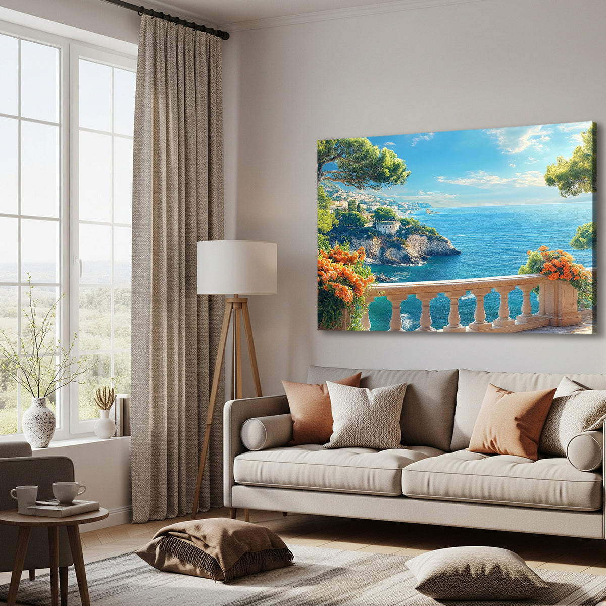 Panoramic Villa View With Sea Breeze Canvas Wall Art