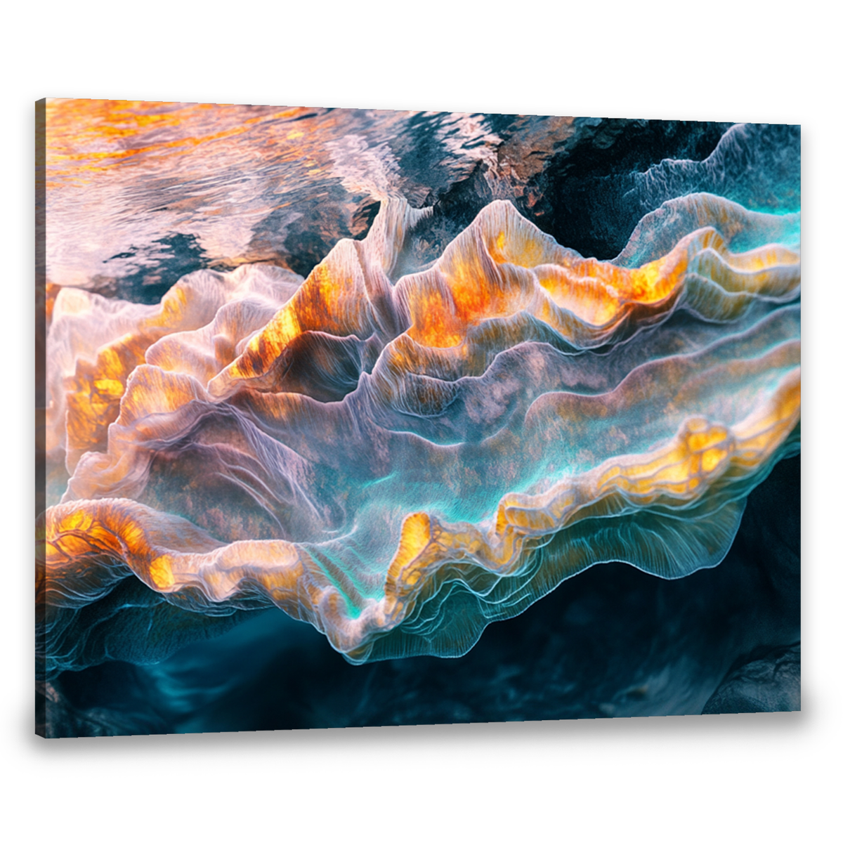 Ocean Whispers Luminous Abstract Canvas Wall Art