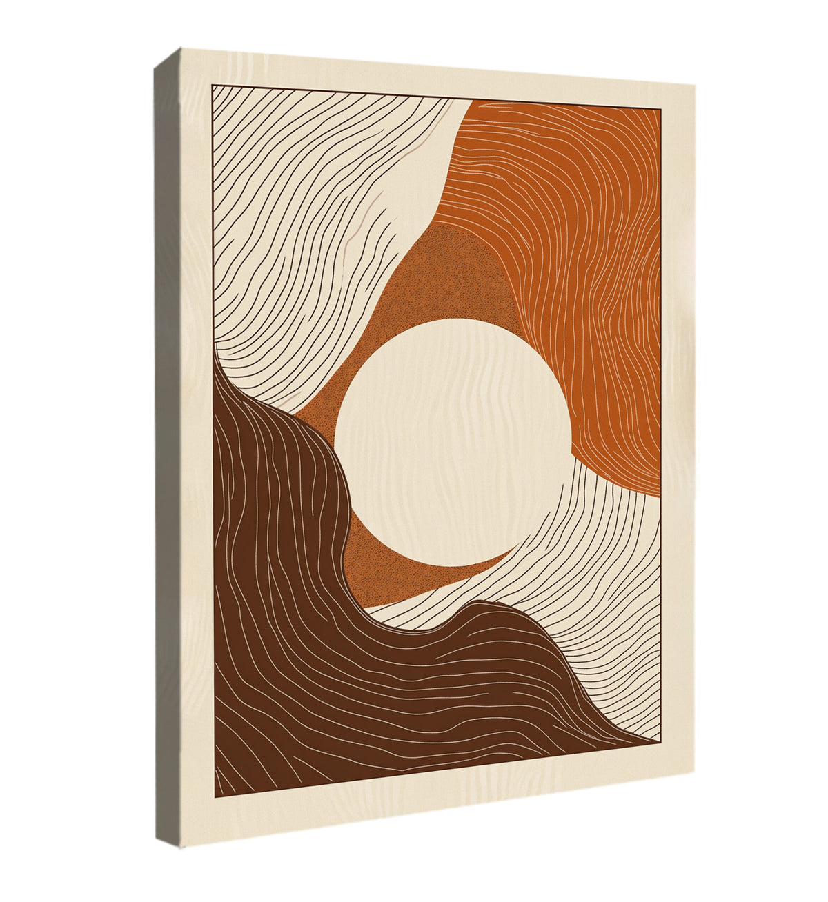 Brown Cream Abstract Pattern Boho Canvas for Cozy Neutral Rooms