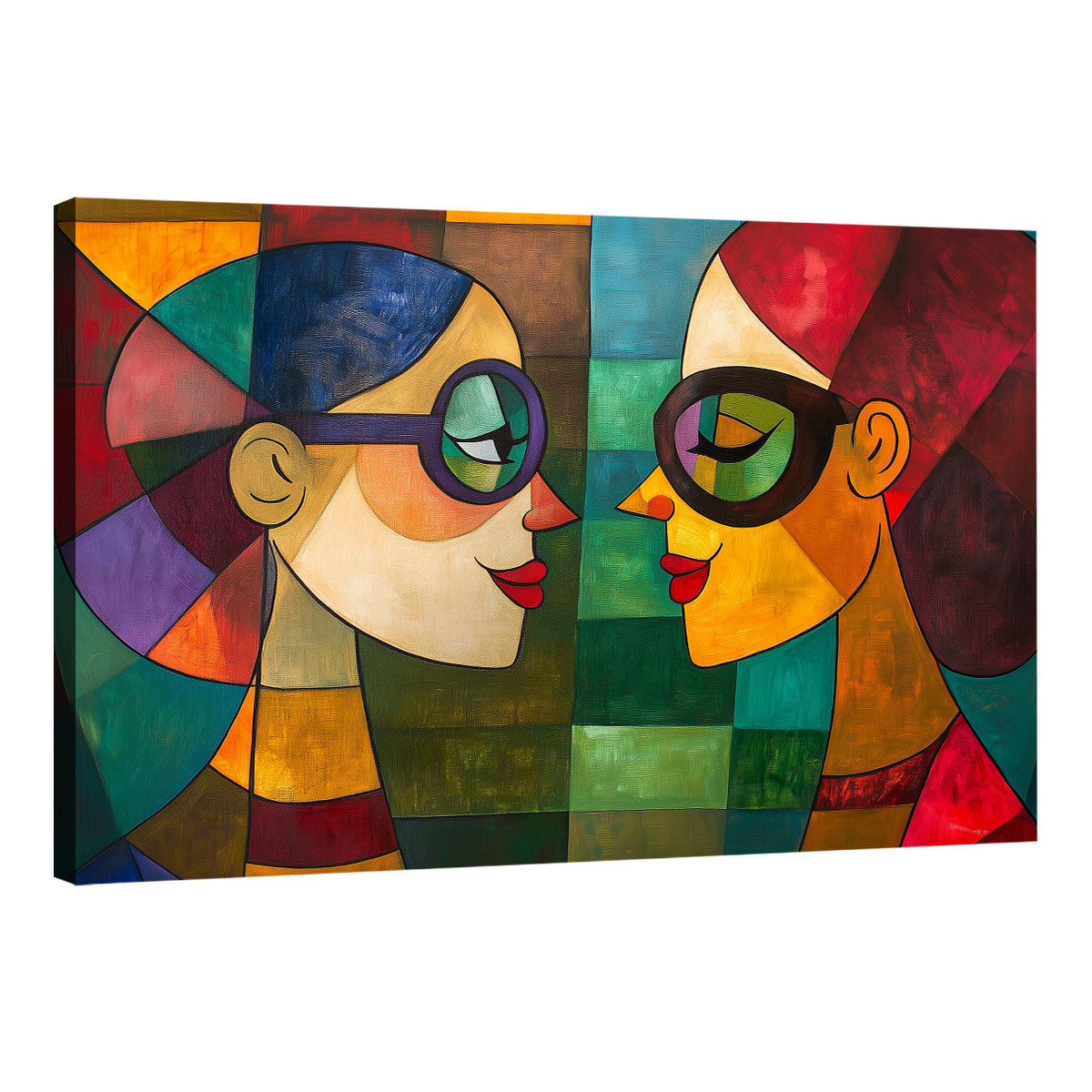 Mirror Talk Geometric Art Portrait Canvas Print
