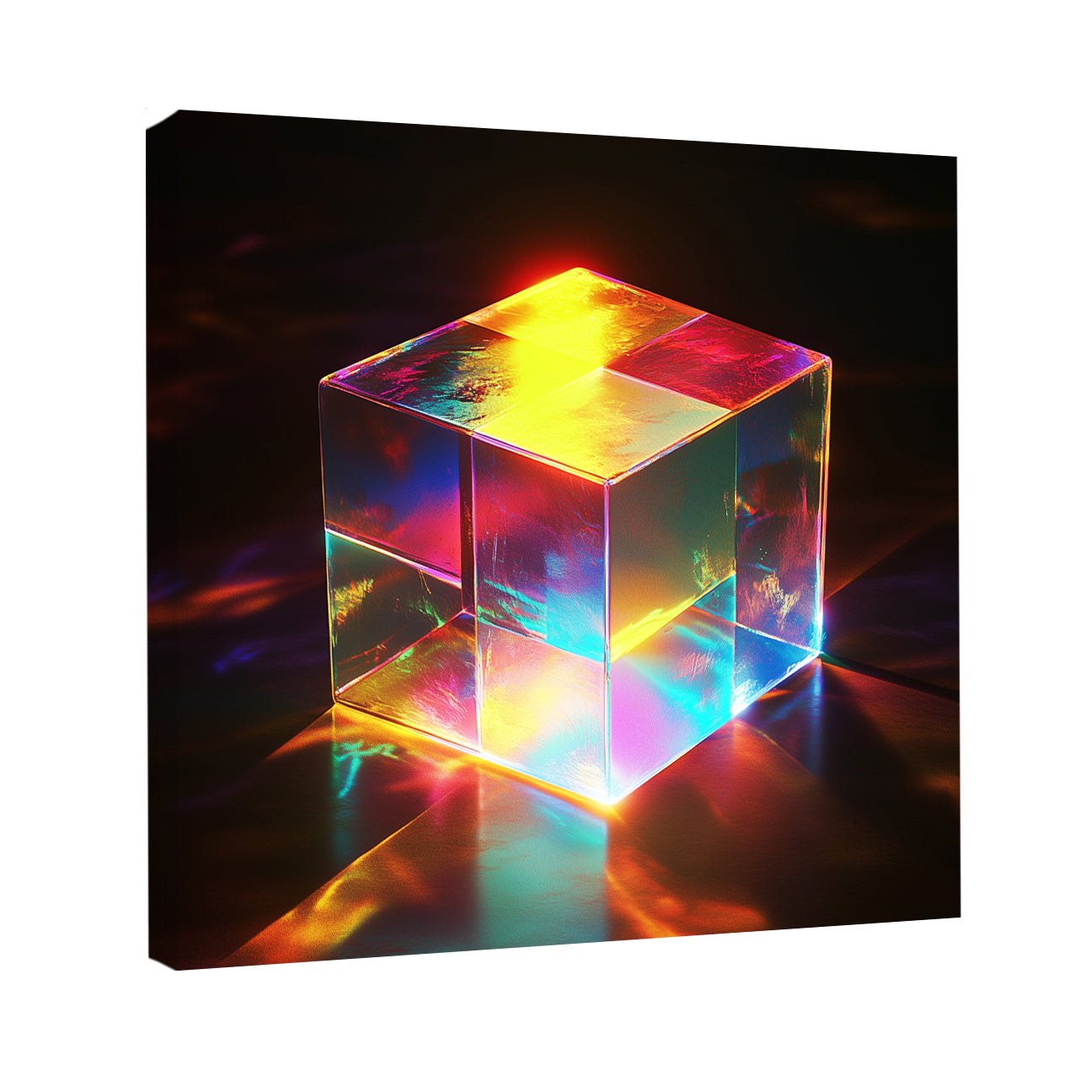 Minimalist Multicolored Cube Canvas Wall Art
