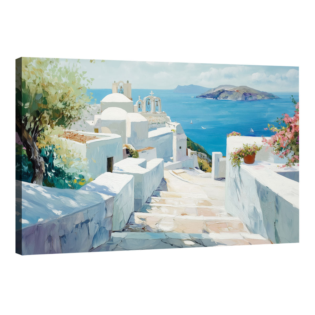Santorin Mediterranean Art Canvas Artwork