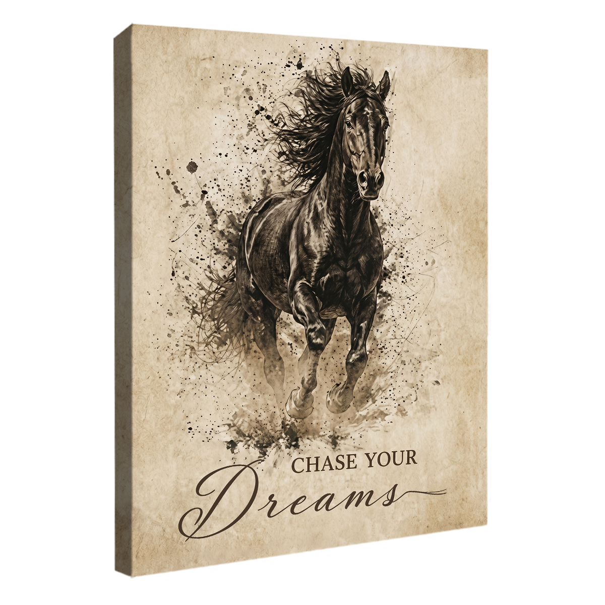 Running Horse Canvas Wall Art Motivational Quote Chase Your Dreams Equestrian Decor