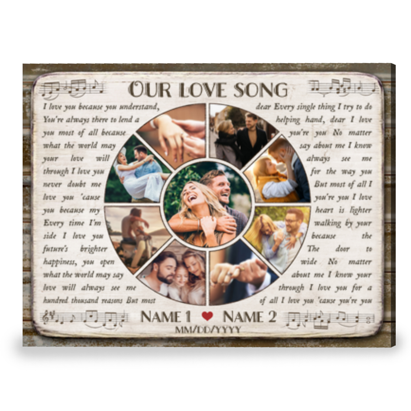 Best Personalized Photo Anniversary Gift Any Song Lyrics On Canvas Art Print