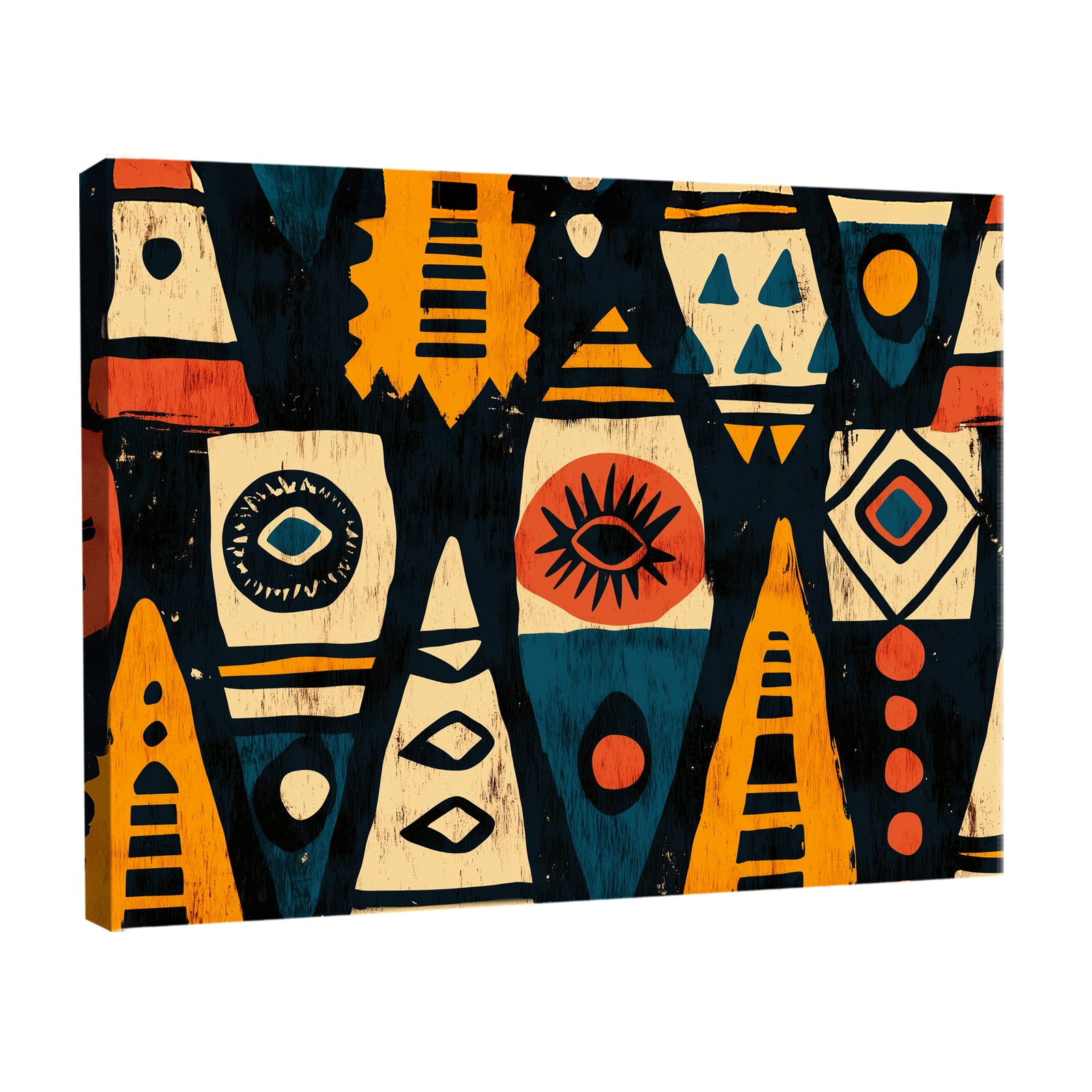 African Tribal Pattern Boho Wall Art in Bold Earth Tones