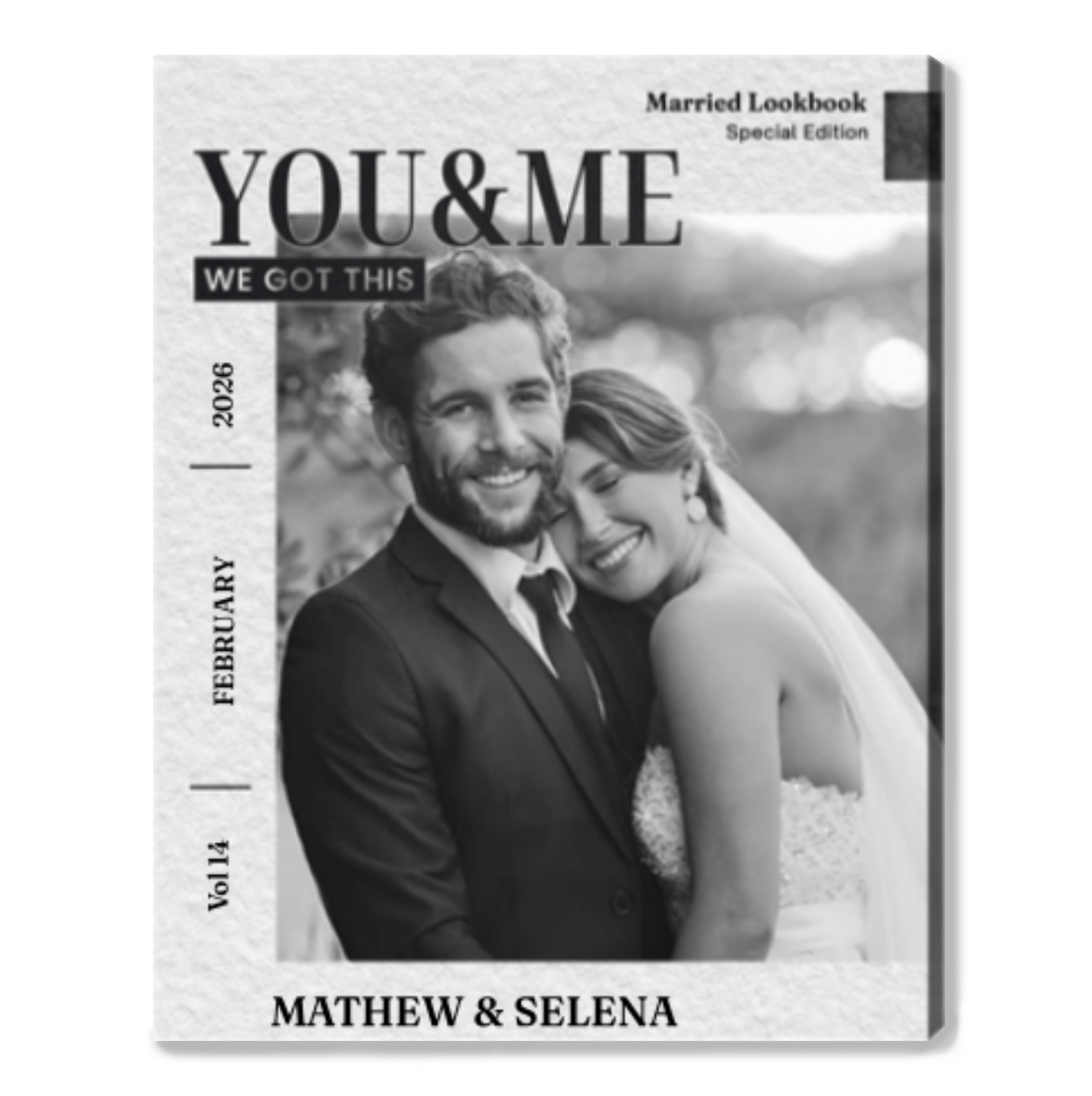 You and Me Personalized Wedding Magazine Canvas Print Gift for Couple