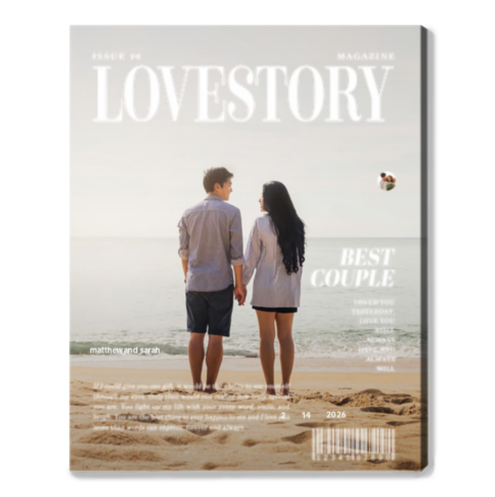 Love Story Magazine Cover Personalized Canvas Photo Print