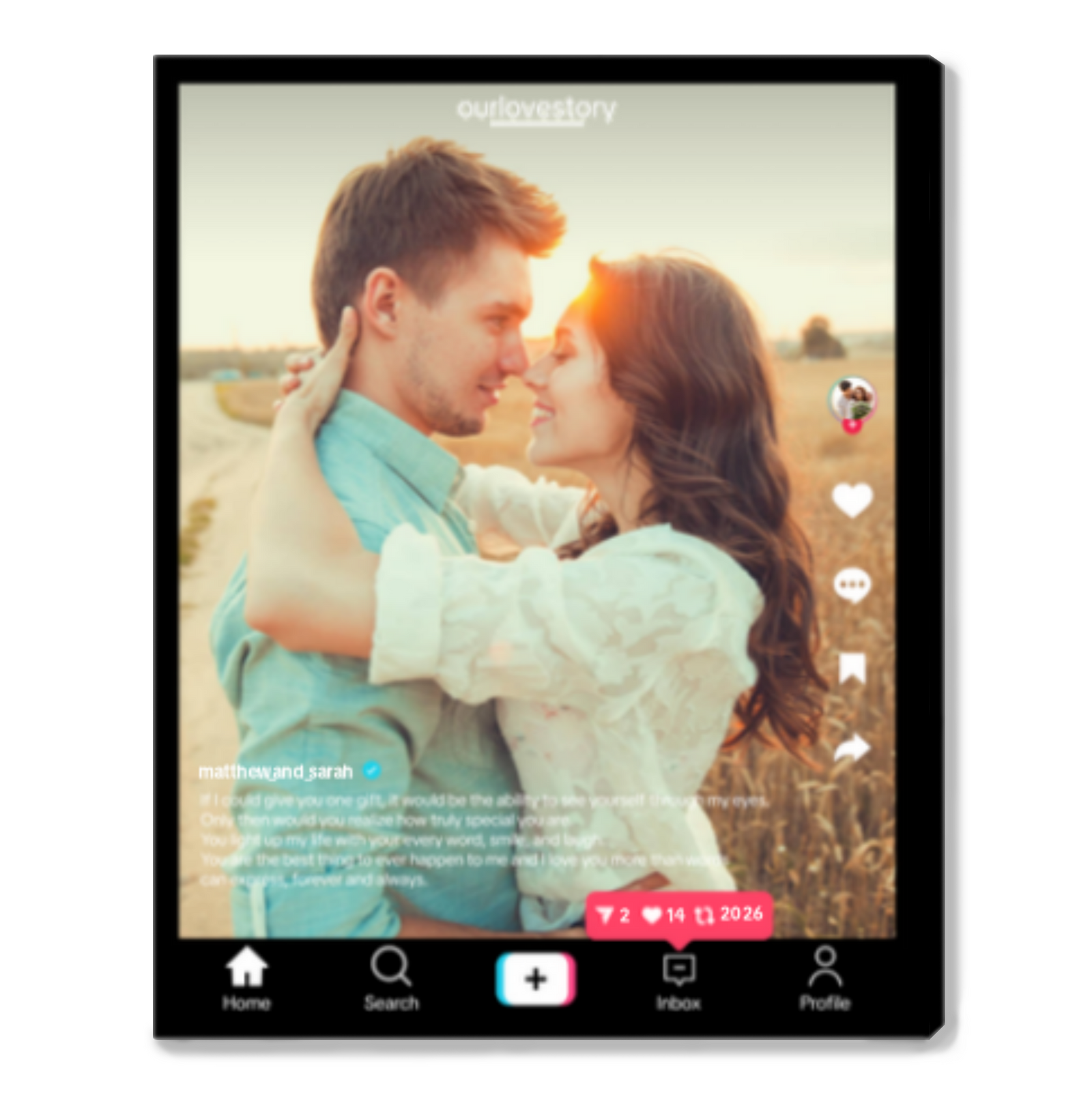 Our Love Story TikTok Style Personalized Canvas Photo Print