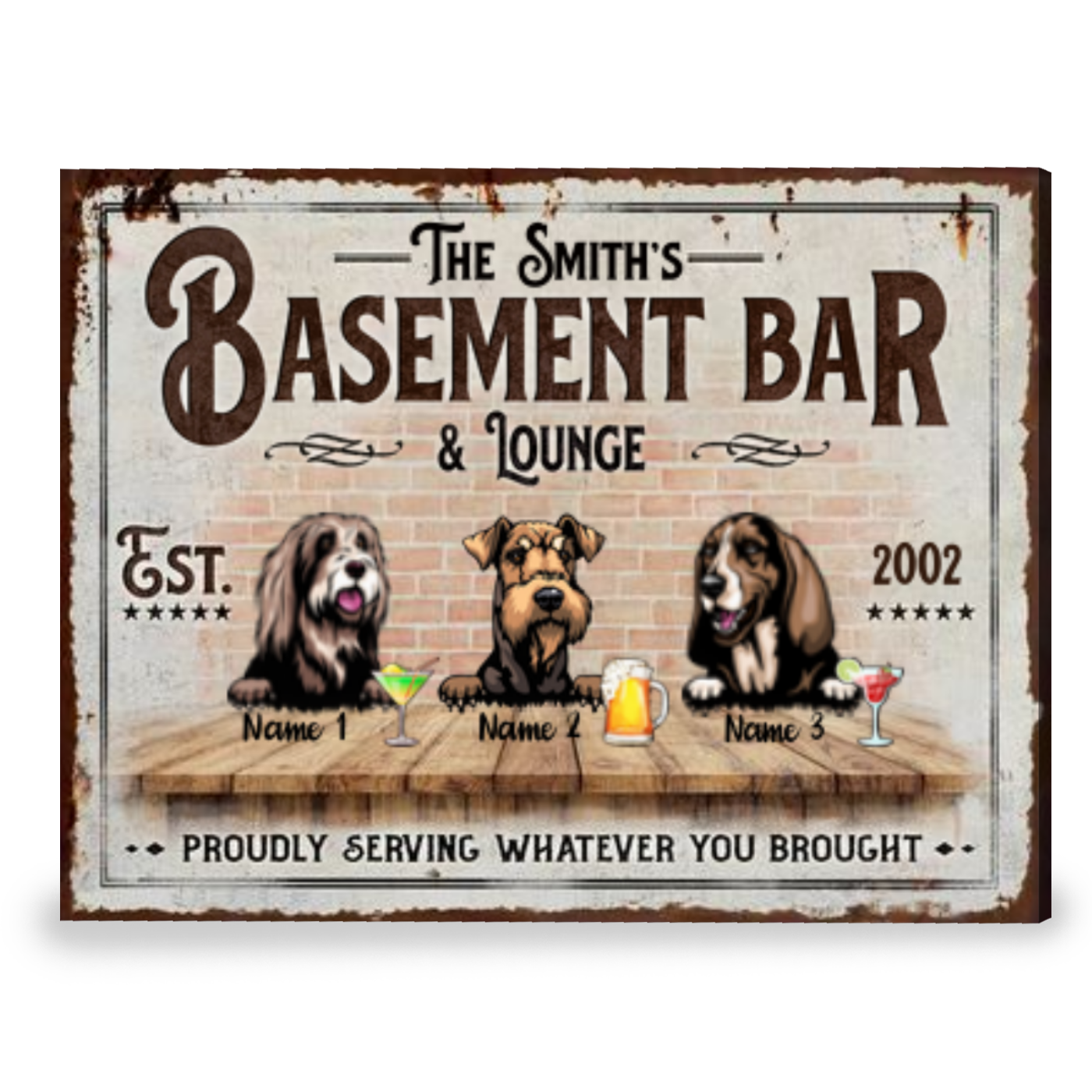 Custom Home Bar Sign Gift For Dog Lovers Funny Home Bar Decor Canvas