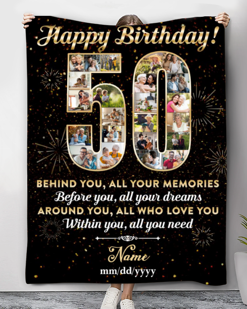 Personalized Photo Collage 50th Birthday Blanket Best 50th Birthday Gift Idea