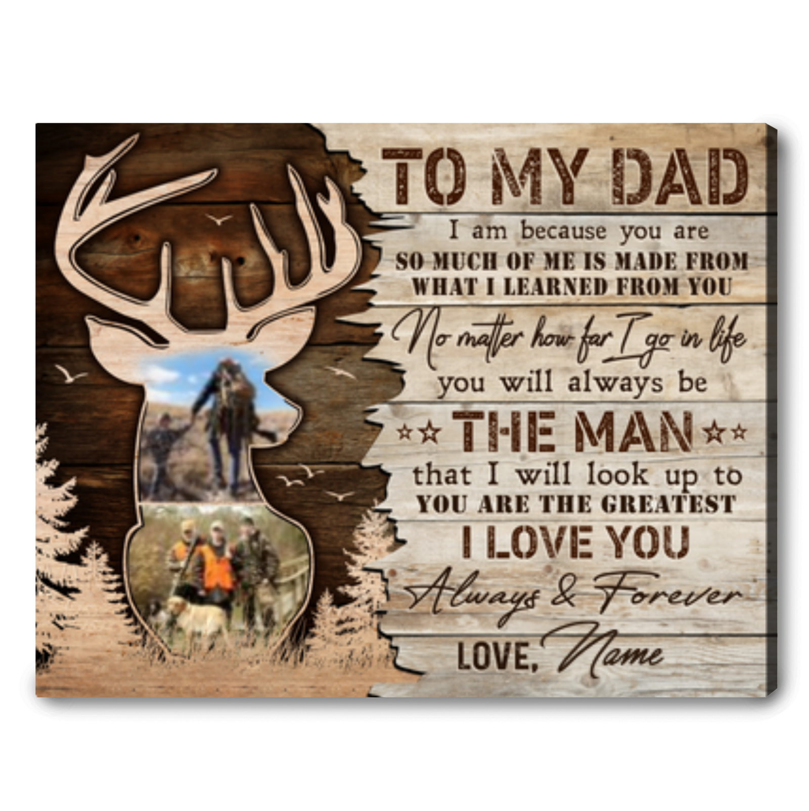 Father's Day Gift For Dad Hunter Custom Deer Hunting Dad Canvas