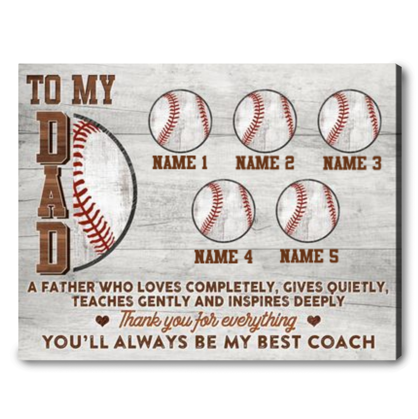Custom Baseball Father’s Day Gift Dad Who Loves Baseball Canvas Print