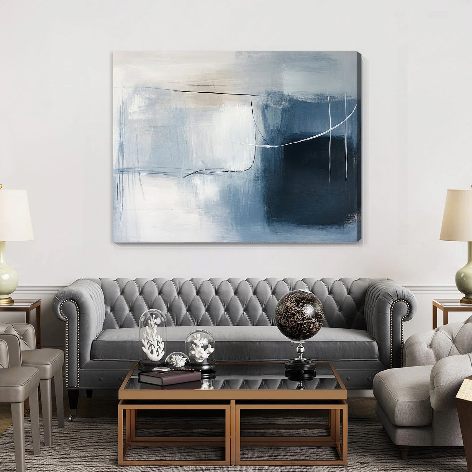 Muted Gray Abstract Canvas Wall Art – Calming Minimalist Painting