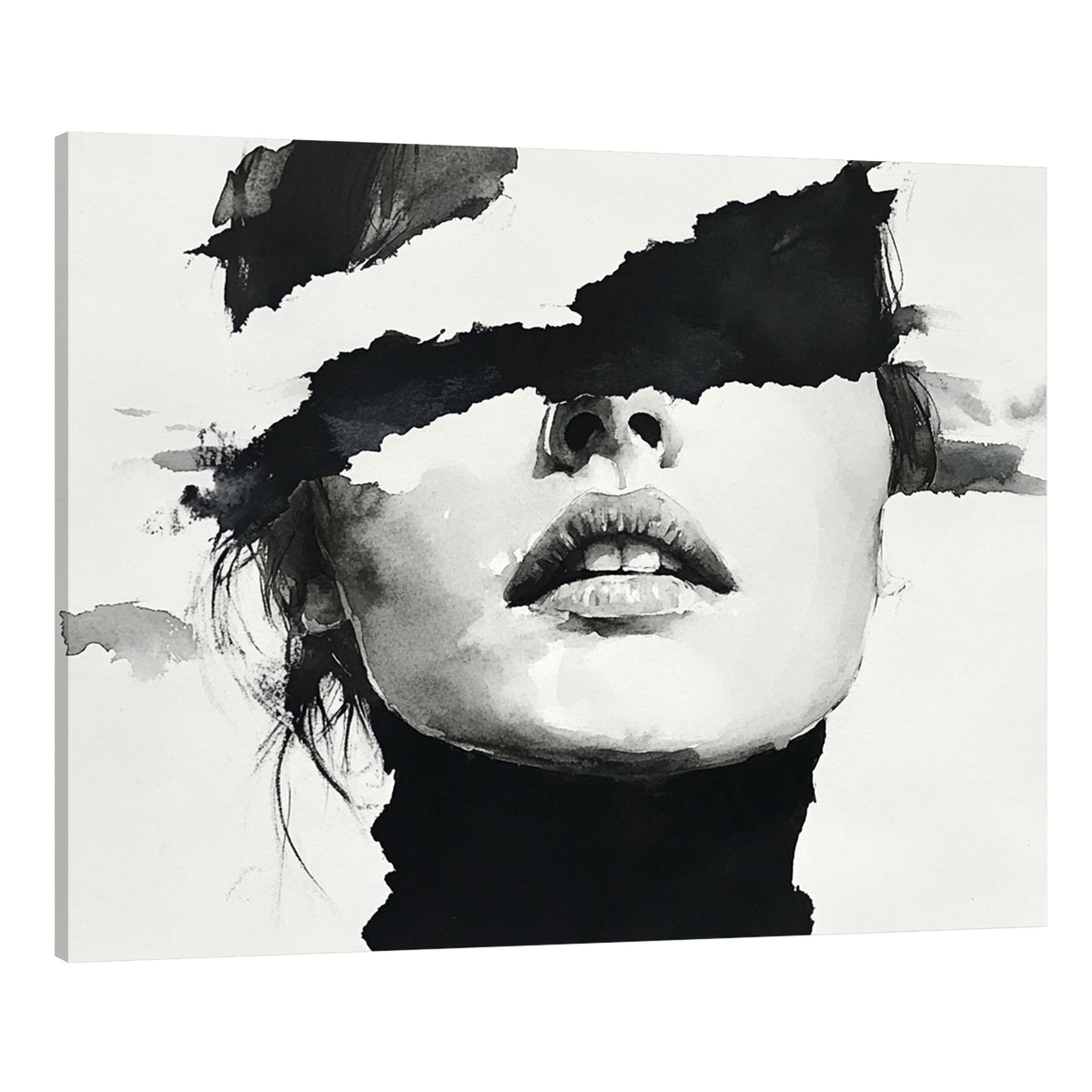Black And White Abstract Female Portrait Minimalist Wall Art