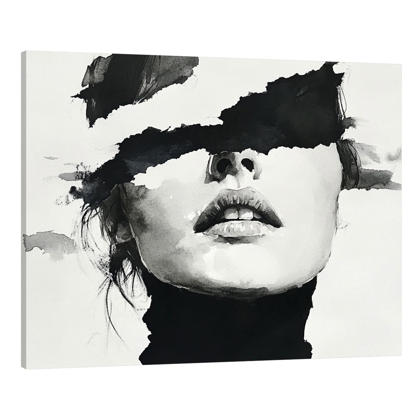Black And White Abstract Female Portrait Minimalist Wall Art