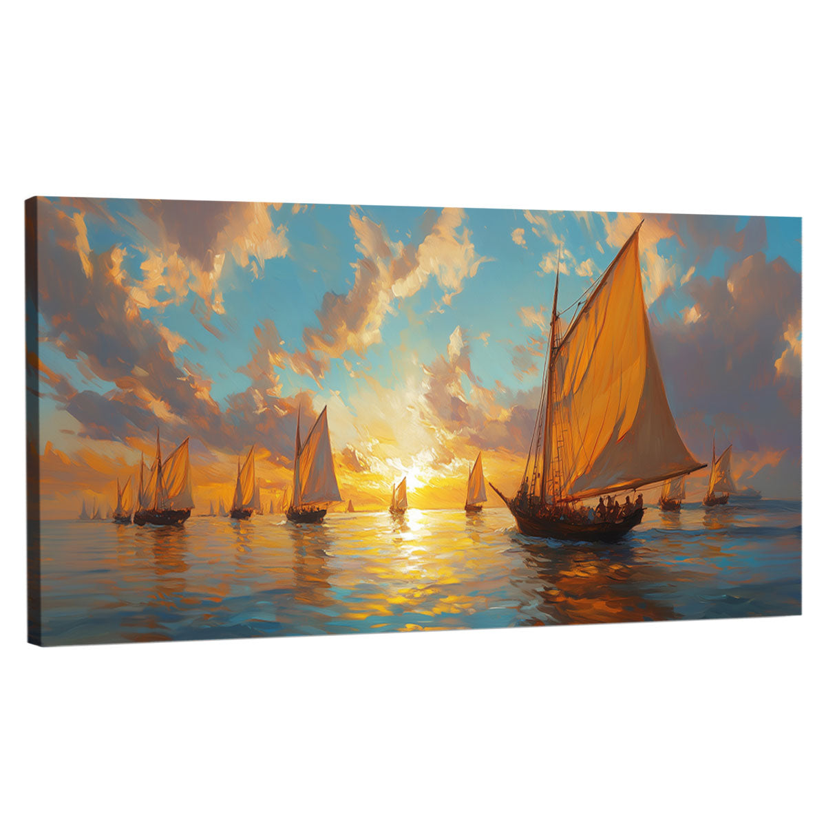 Golden Fleet Abstract Canvas Beach Wall Art