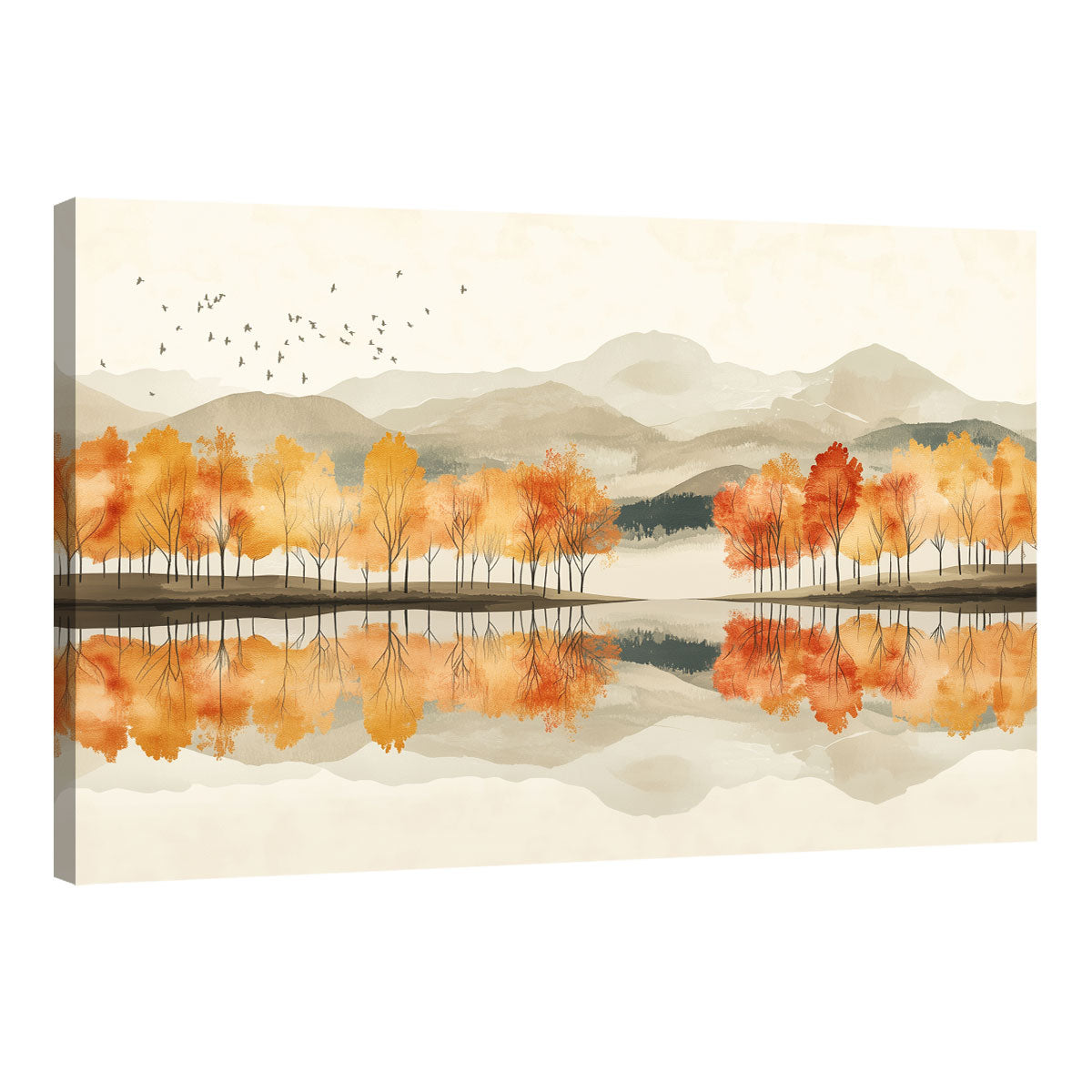 Lakeside Nature Artwork Beige Wall Art