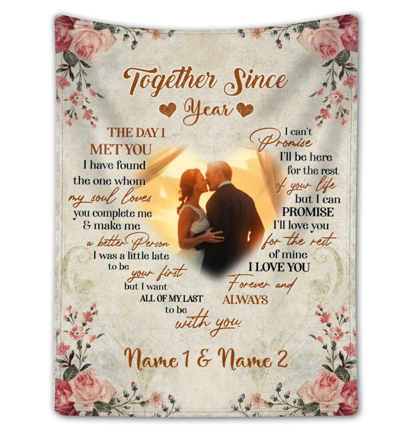 Customized Photo Blanket For Couples Anniversary Wedding Gift For Her