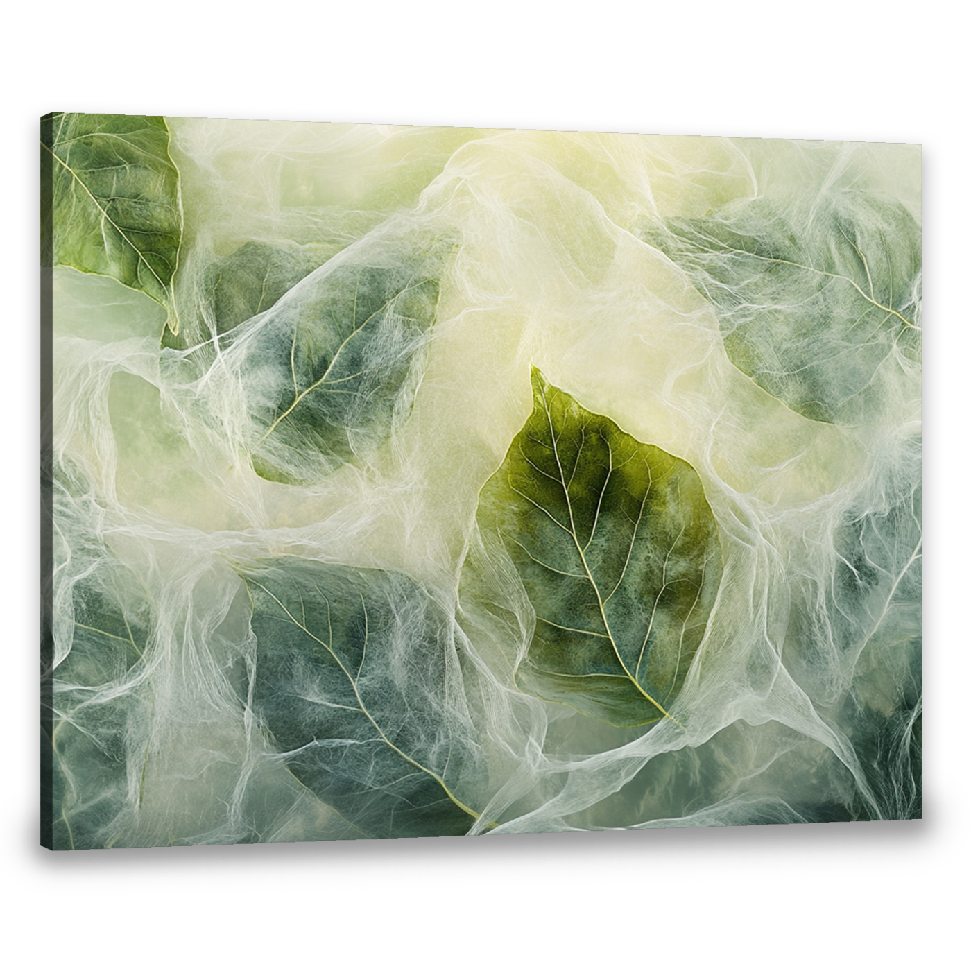 Ethereal Leaves Nature Abstract Canvas Wall Art for Living Room