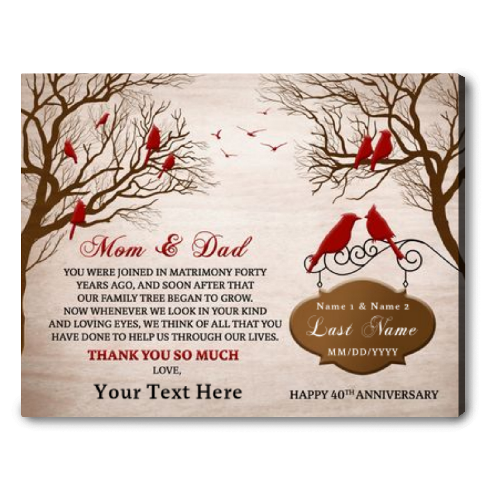 40th Wedding Anniversary Gift For Parents Ruby Wedding Anniversary Gift For Husband