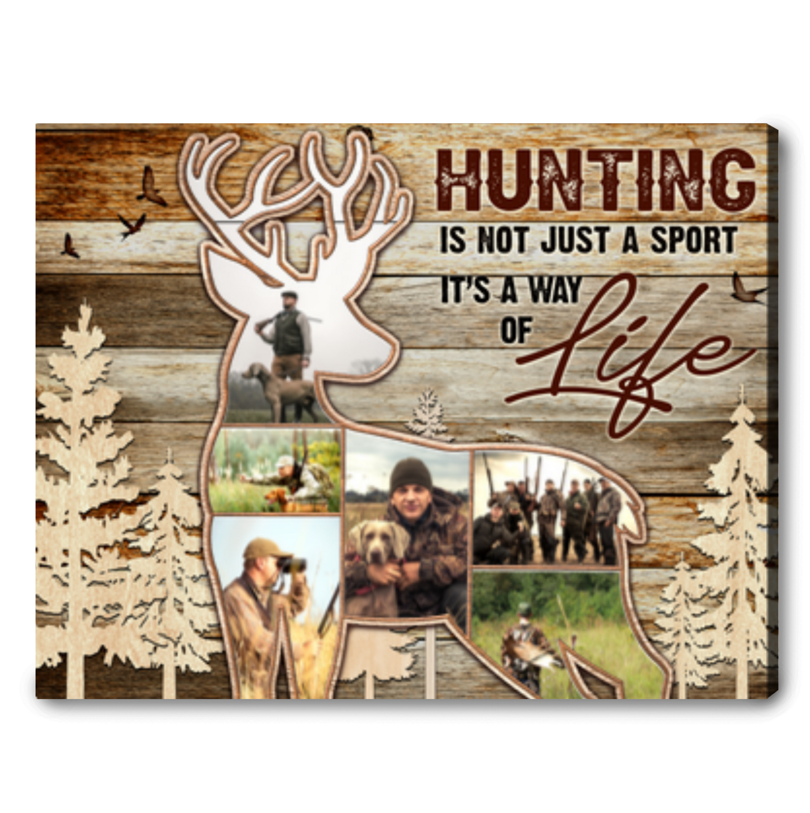 Custom Hunting Photo Collage Canvas Best Gift For Deer Hunter 