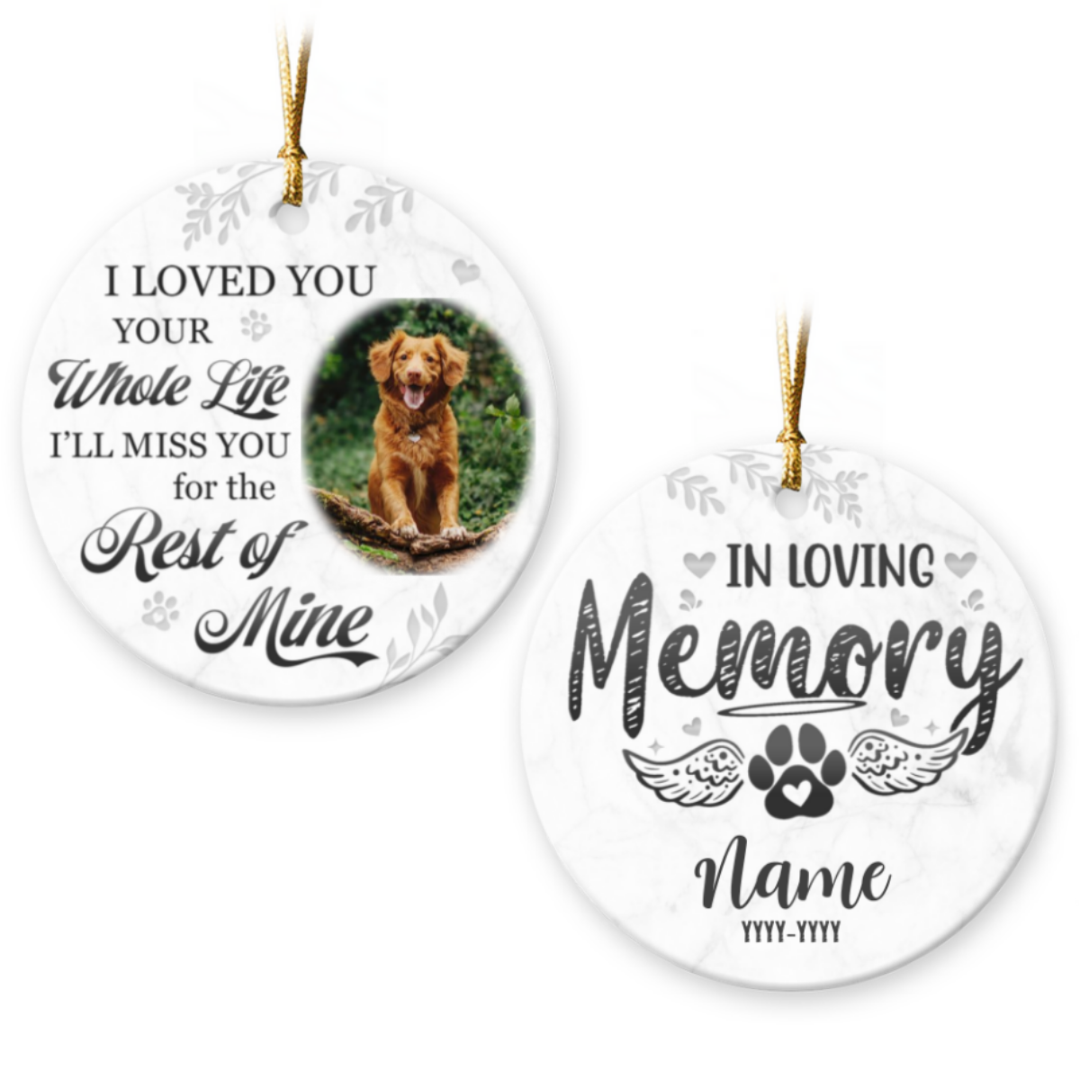 Dog Loss Photo Ceramic Ornament Custom Dog Memorial Passing Gift