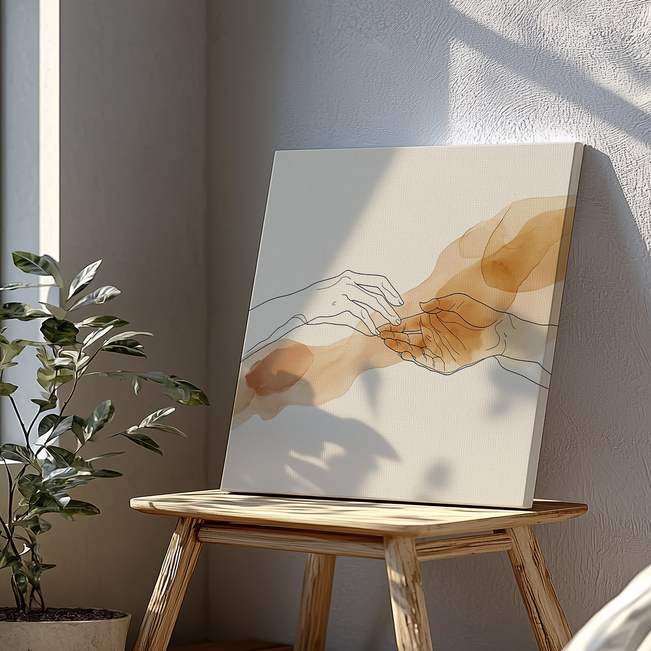 Touch of Connection One-Line Drawing Minimalist Canvas Wall Art