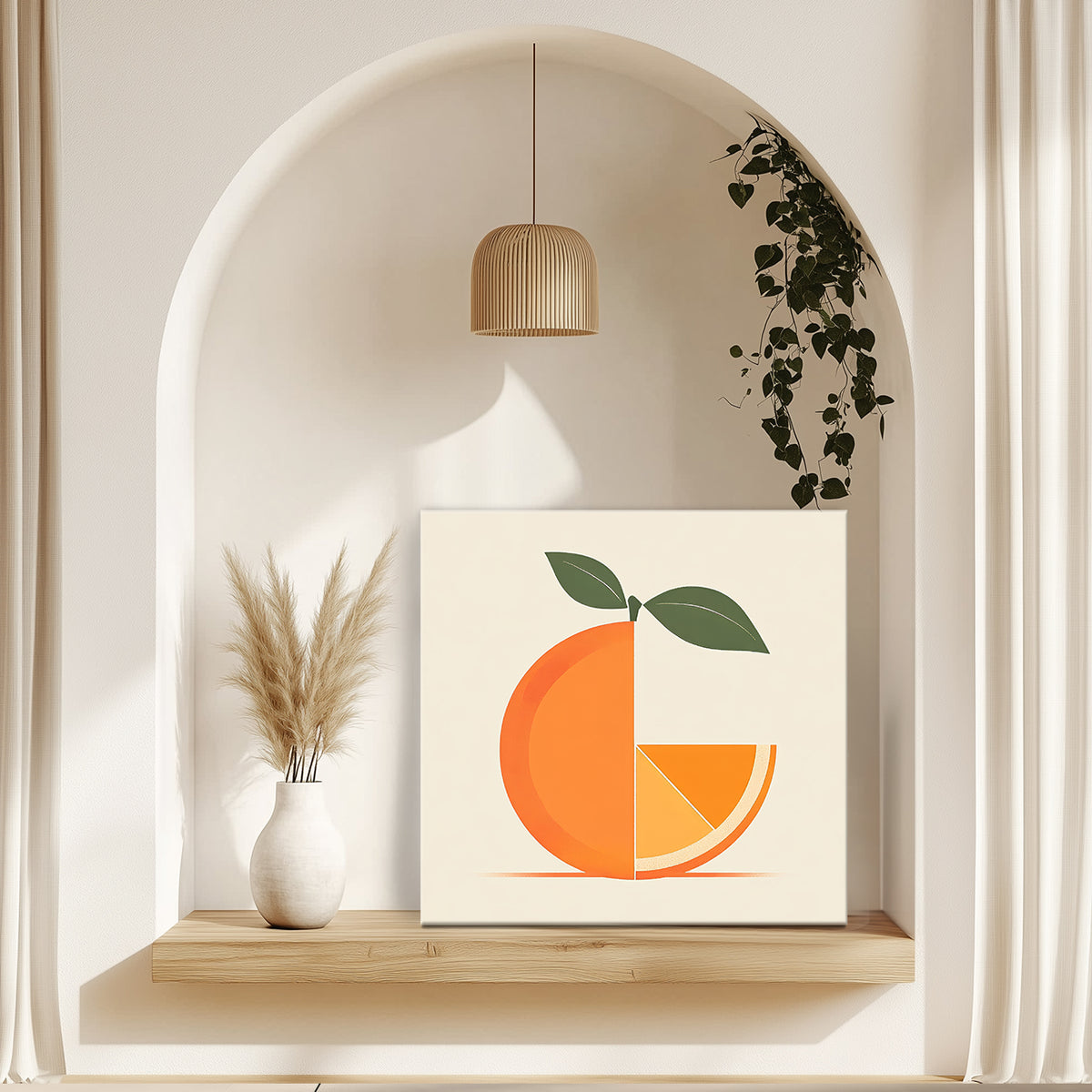Modern Geometric Orange Slice Canvas Minimalist Wall Art For Your Kitchen