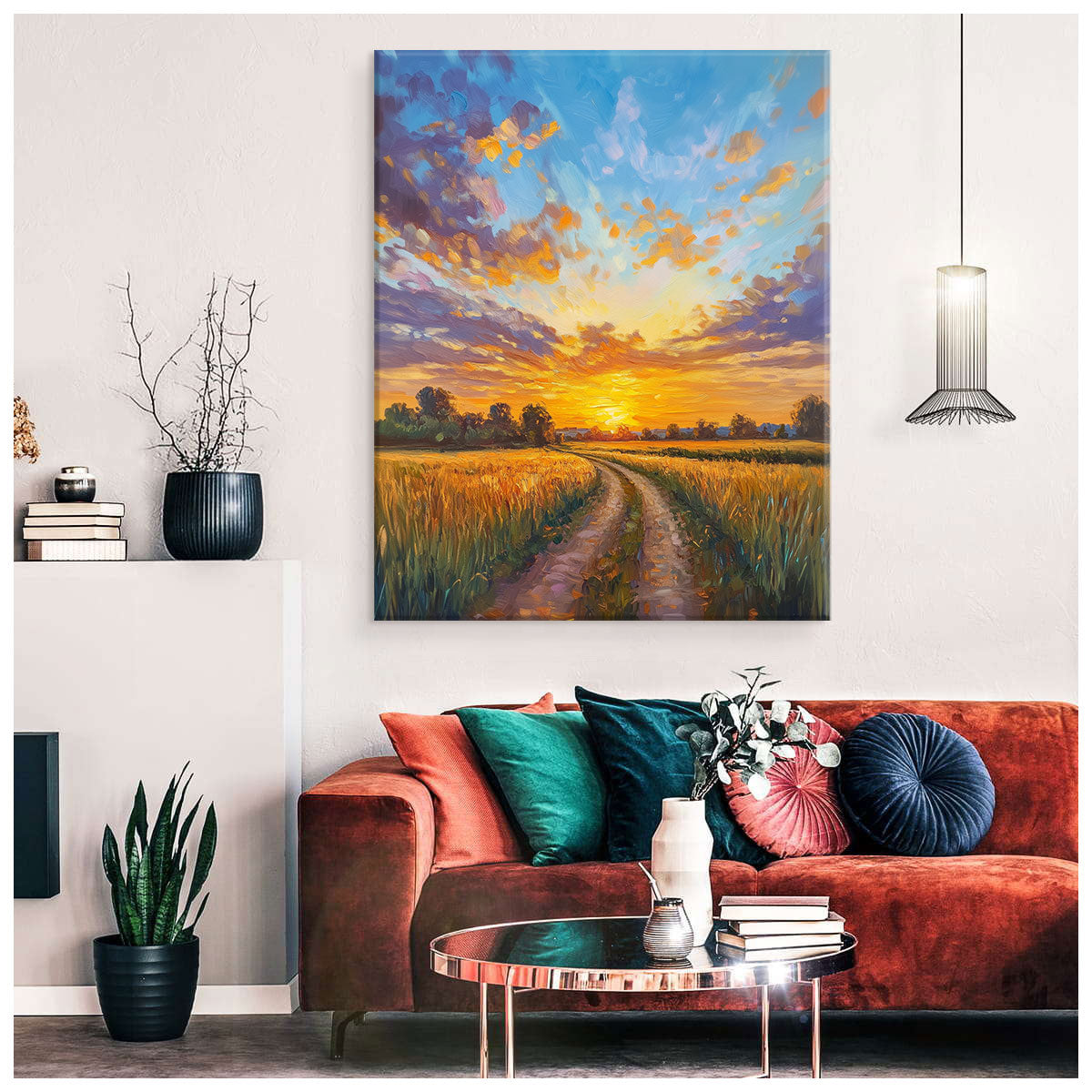 Golden Field Path Sunset Fine Arts Print