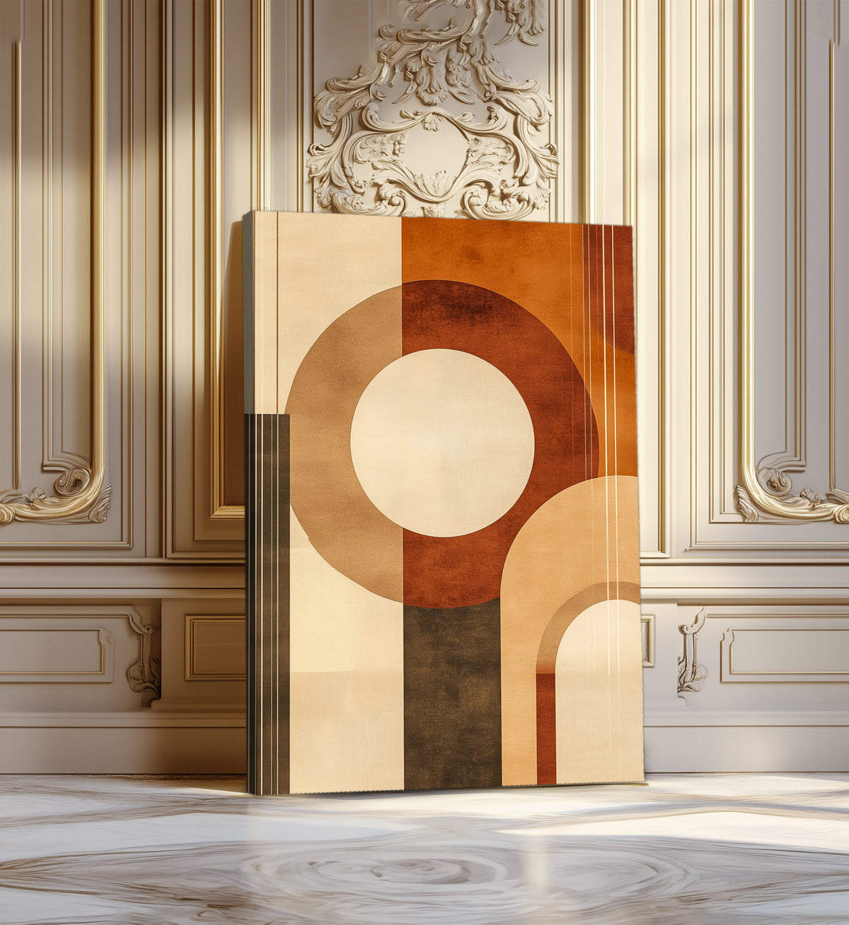 Beige Brown Minimal Shapes Canvas Wall Art for Neutral Decor