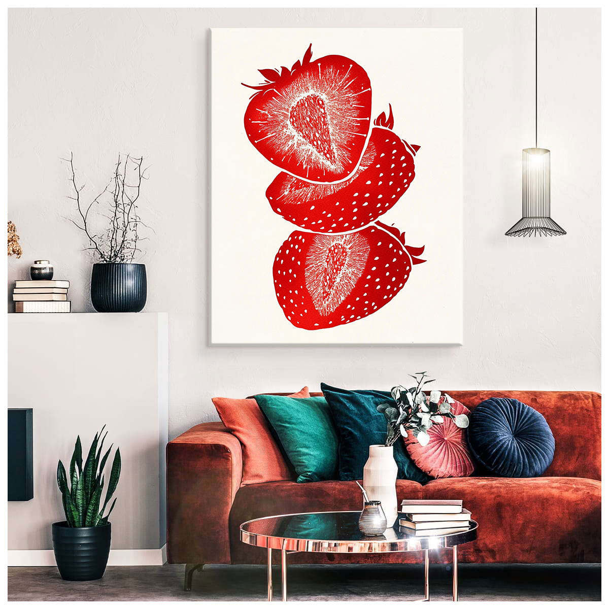 Ruby Strawberry Slices Abstract Wall Art