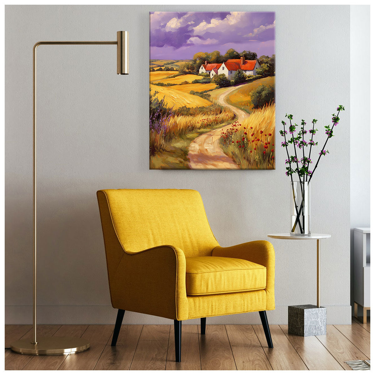 Farmhouse Landscape Canvas Fine Arts Print