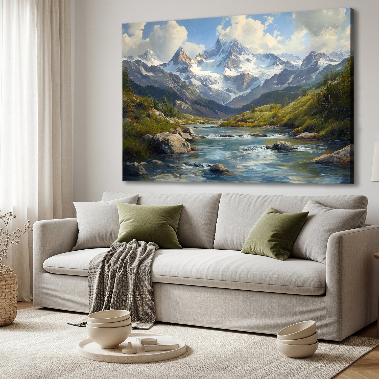 Mountain Landscape Fine Art Oil Painting Canvas Print