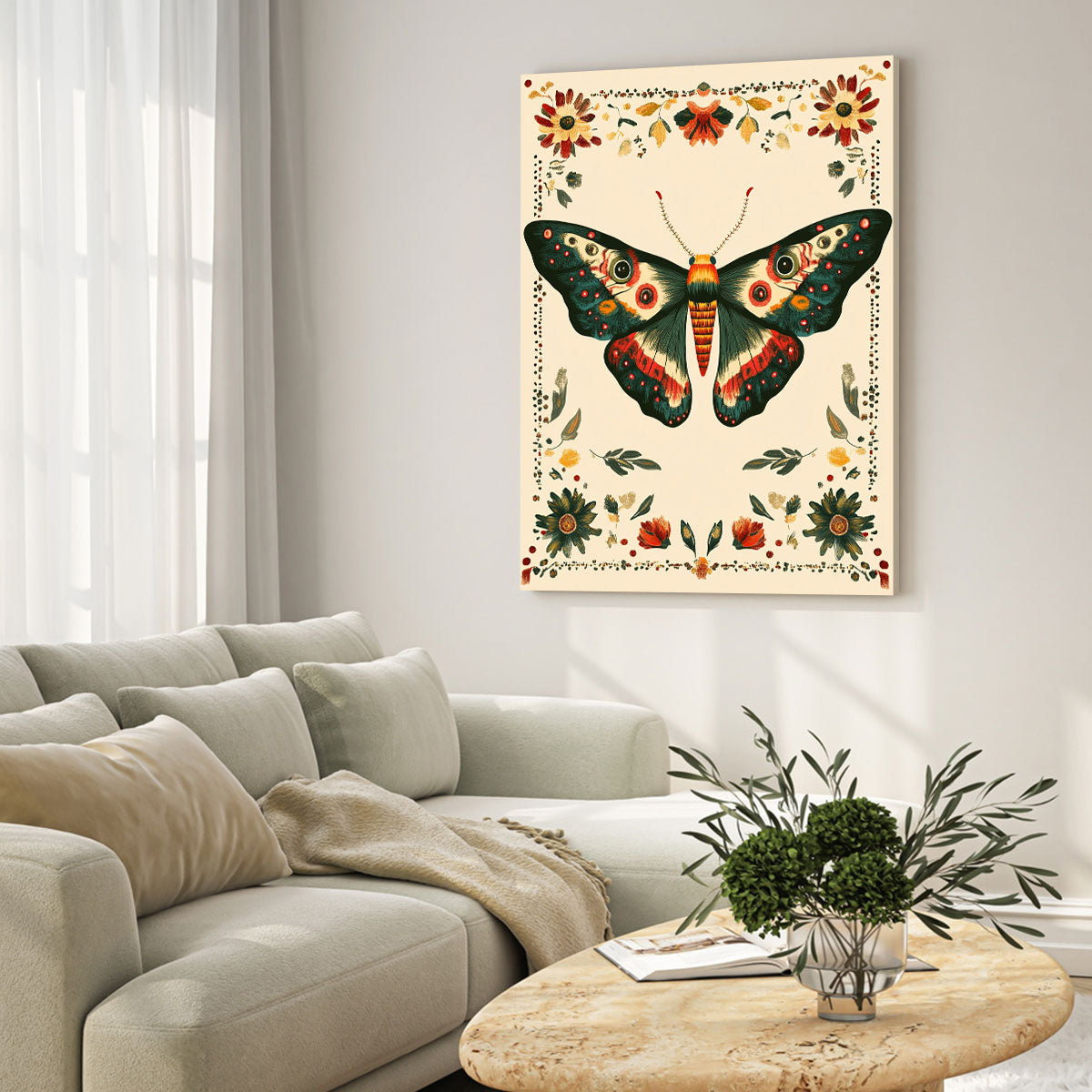 Whimsical Moth And Bloom Boho Wall Decor