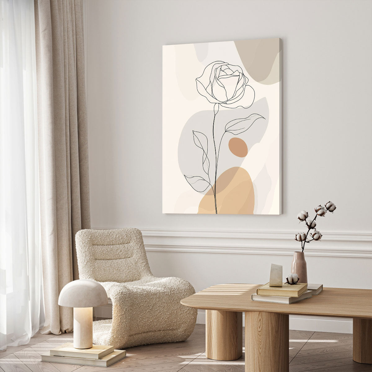 Rose Line Minimalist Canvas Wall Art