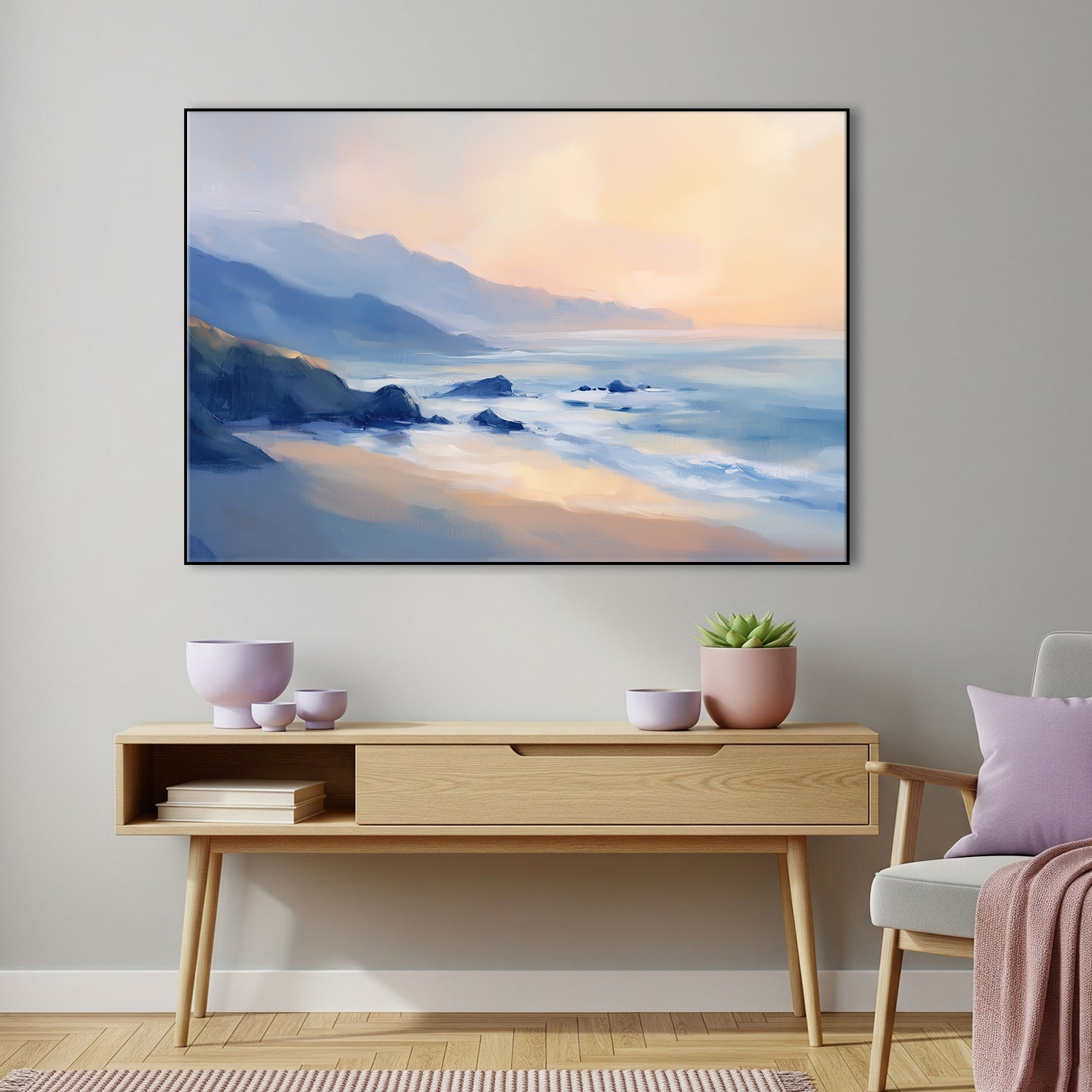 Serene Coastal Landscape Fine Art Oil Style Canvas
