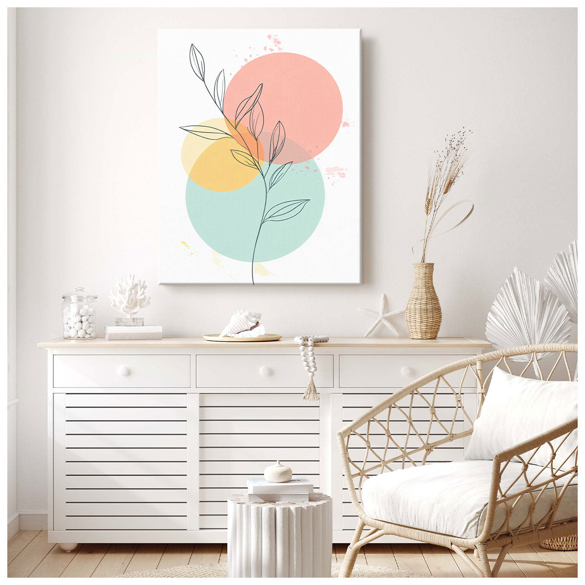 Leaf Line Art Minimalist Canvas Wall Art