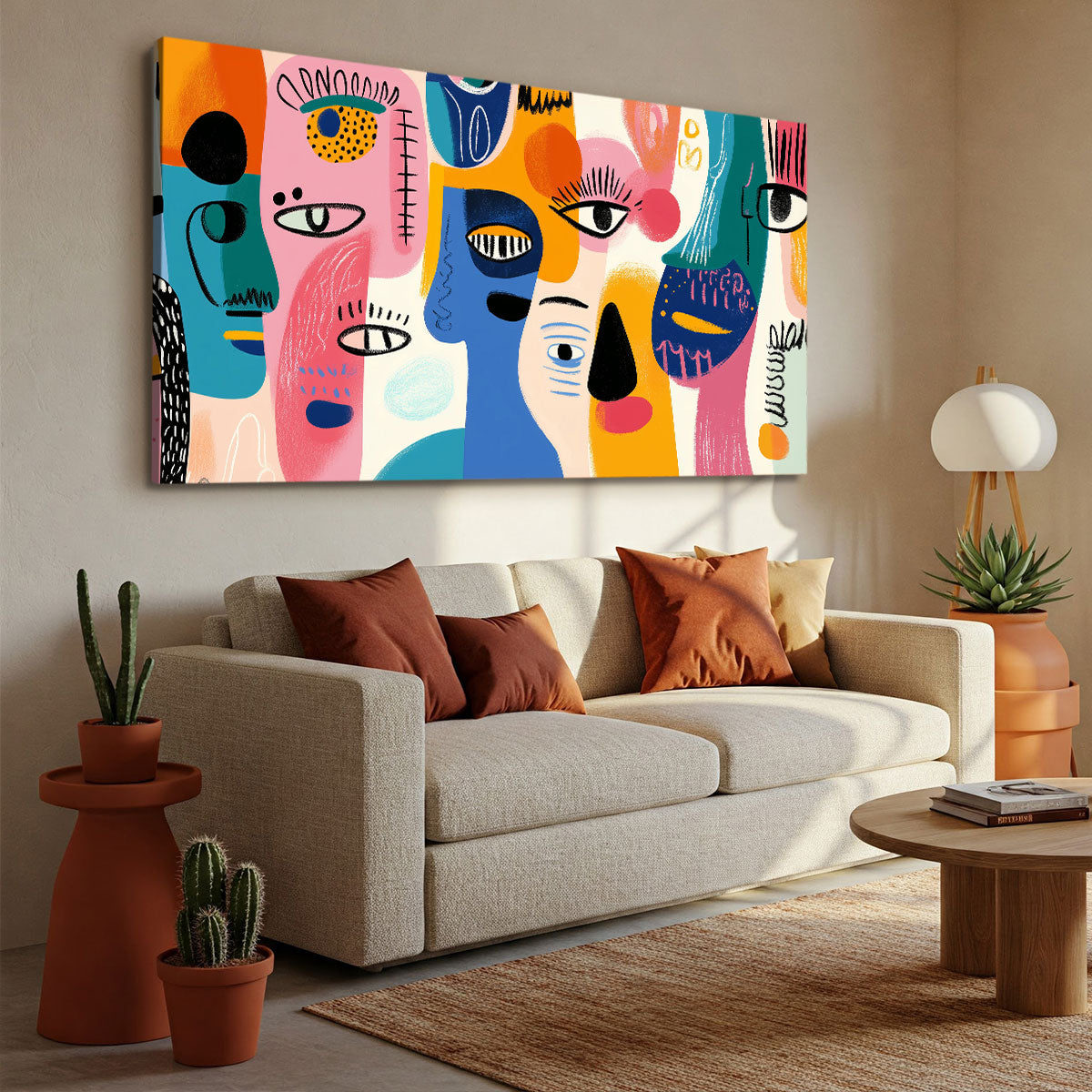 Modern Tribal Faces Canvas Fine Arts Print