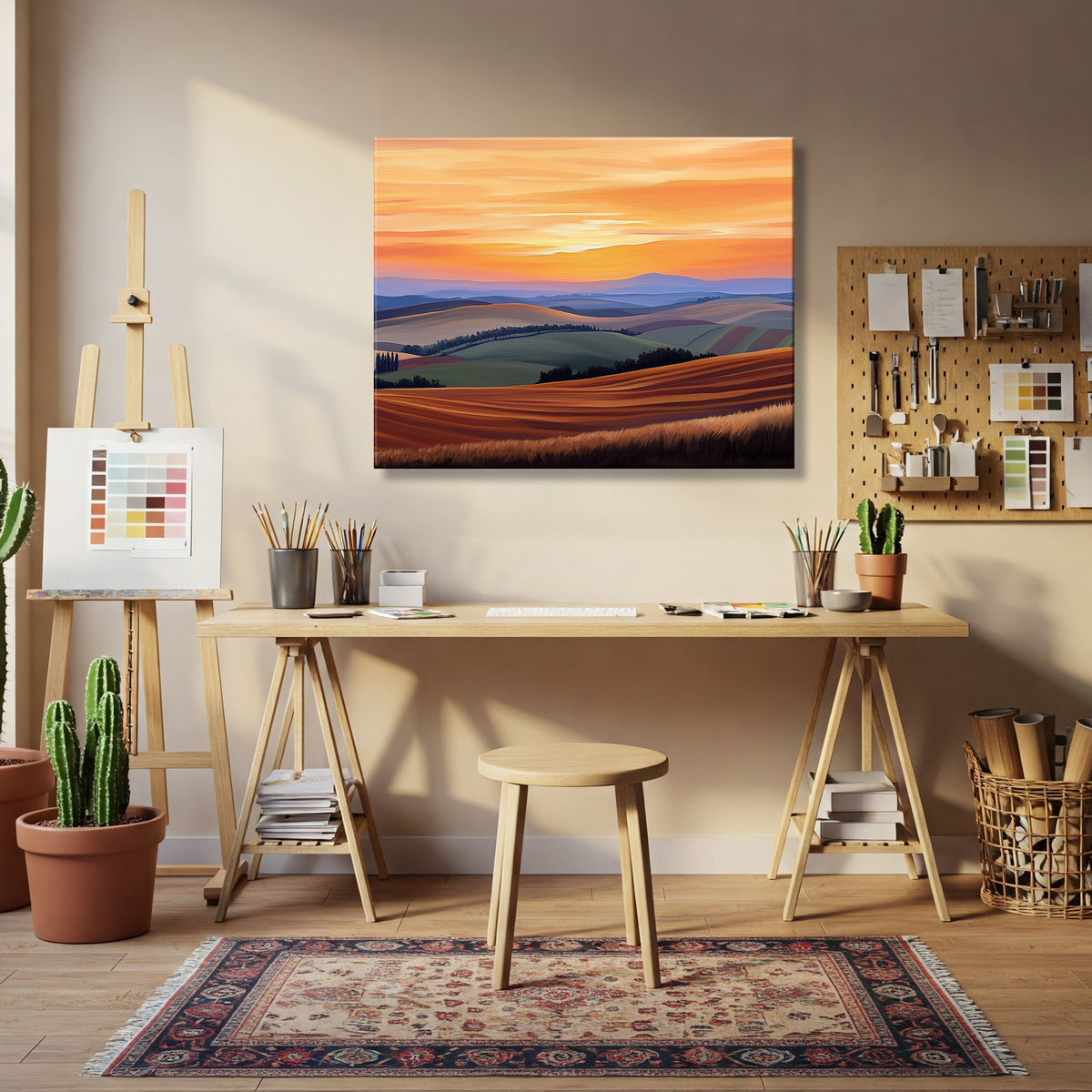 Fine Art Canvas of Rolling Hills and Golden Fields