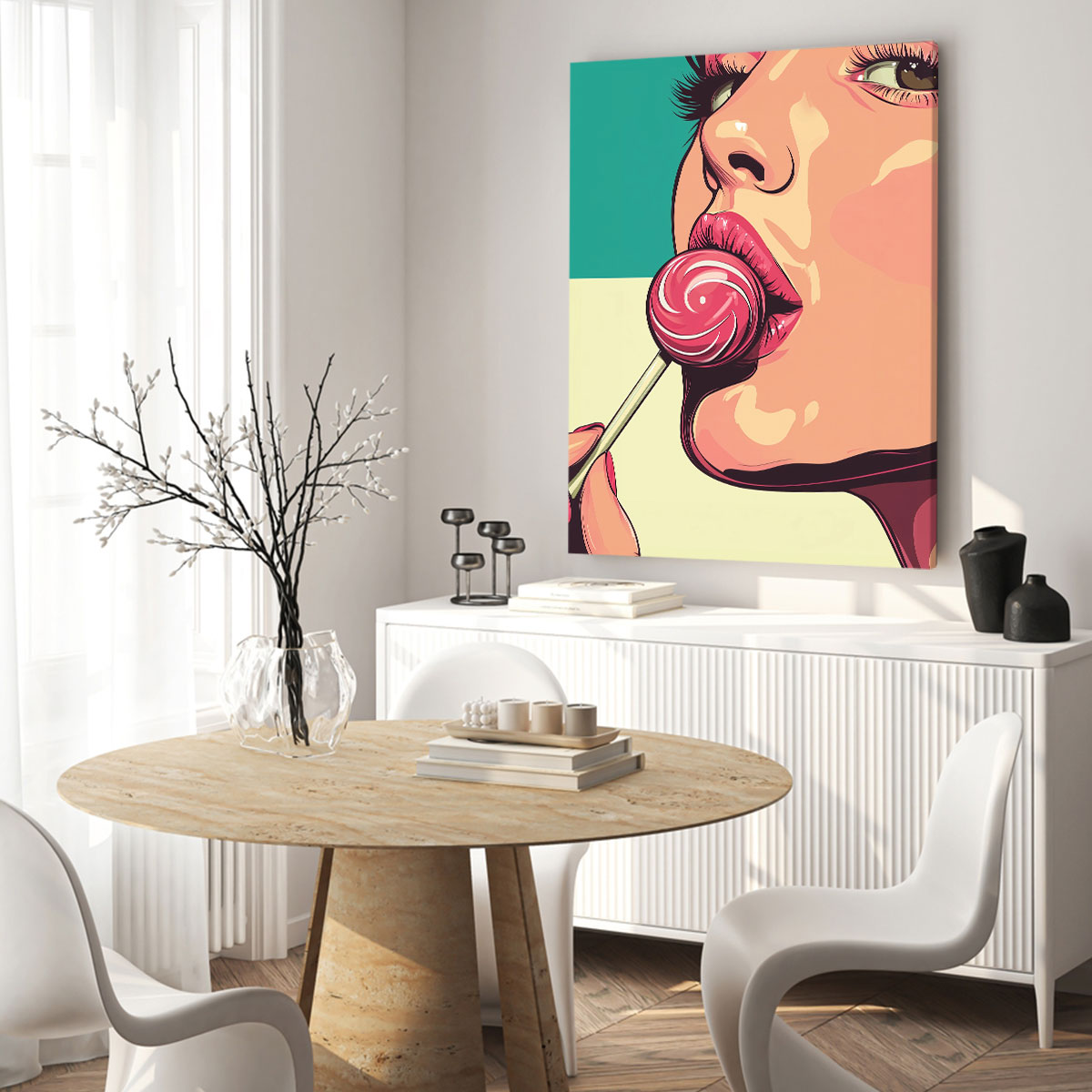 Pop Art Lollipop Girl Canvas Vintage Artwork