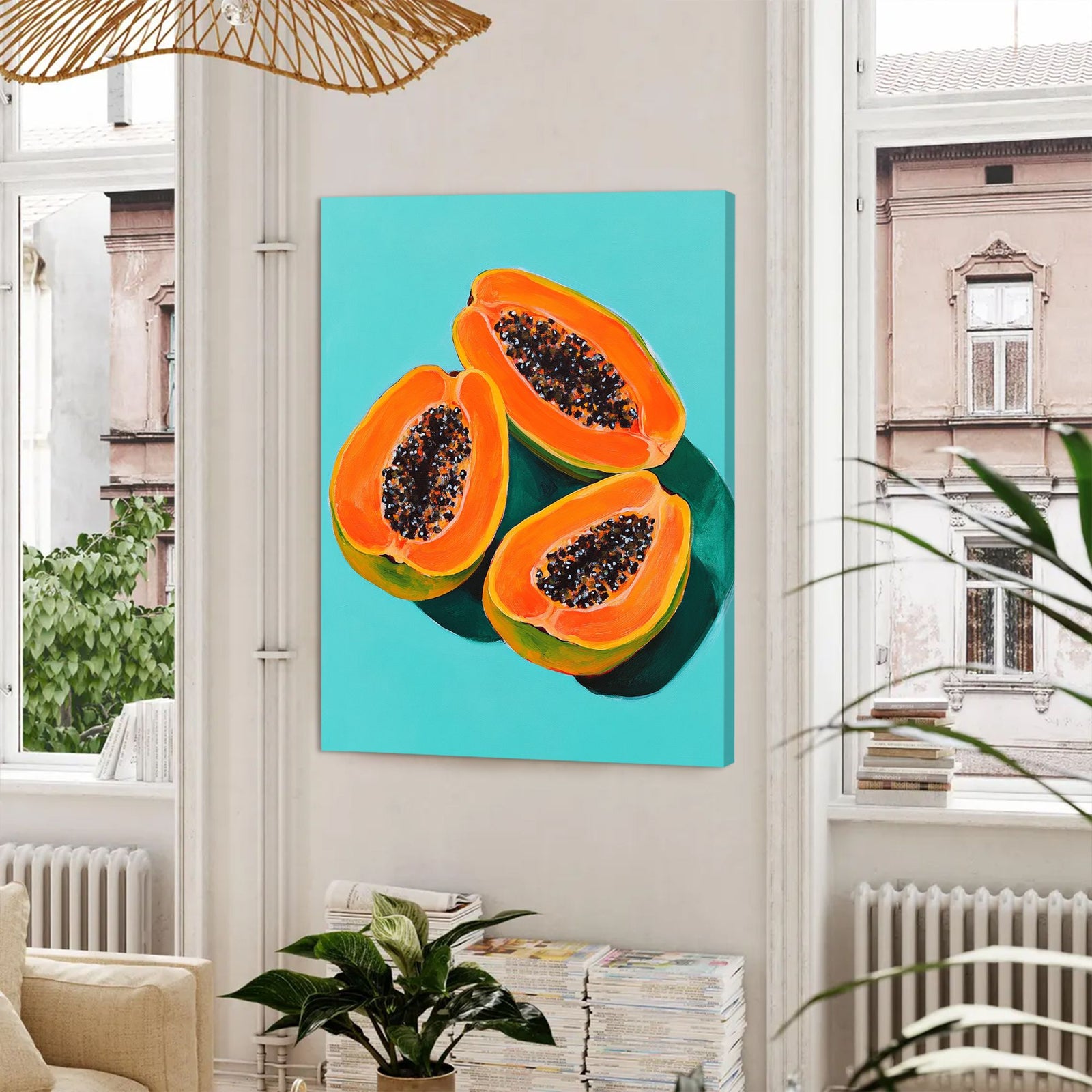 Juicy Papaya Fruit Canvas Vintage Artwork