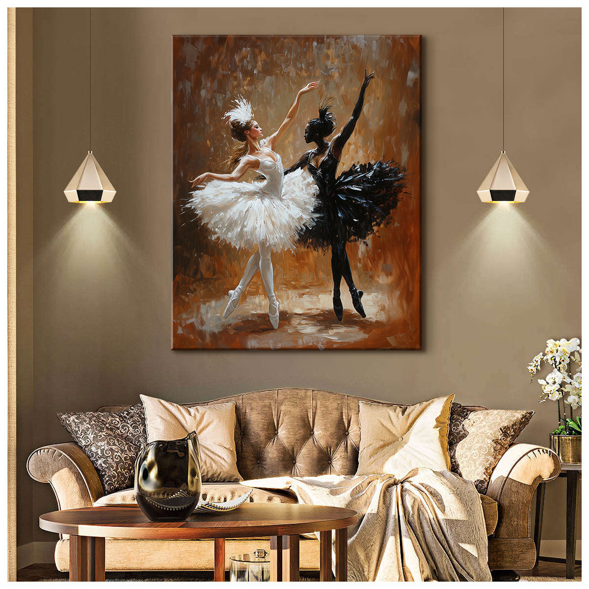 Swan Lake Ballet Dancers Oil Painting Canvas Wall Art