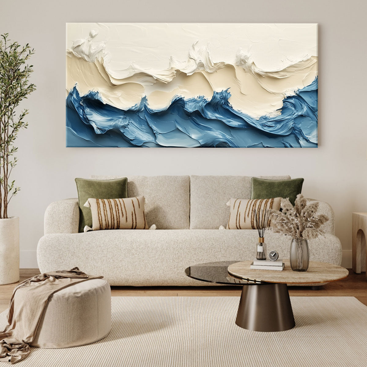 Textured Dynamic Wave Canvas Beach Wall Art