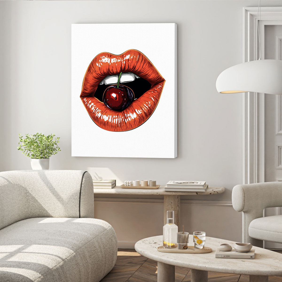 Pop Art Cherry Lips Vertical Wall Art