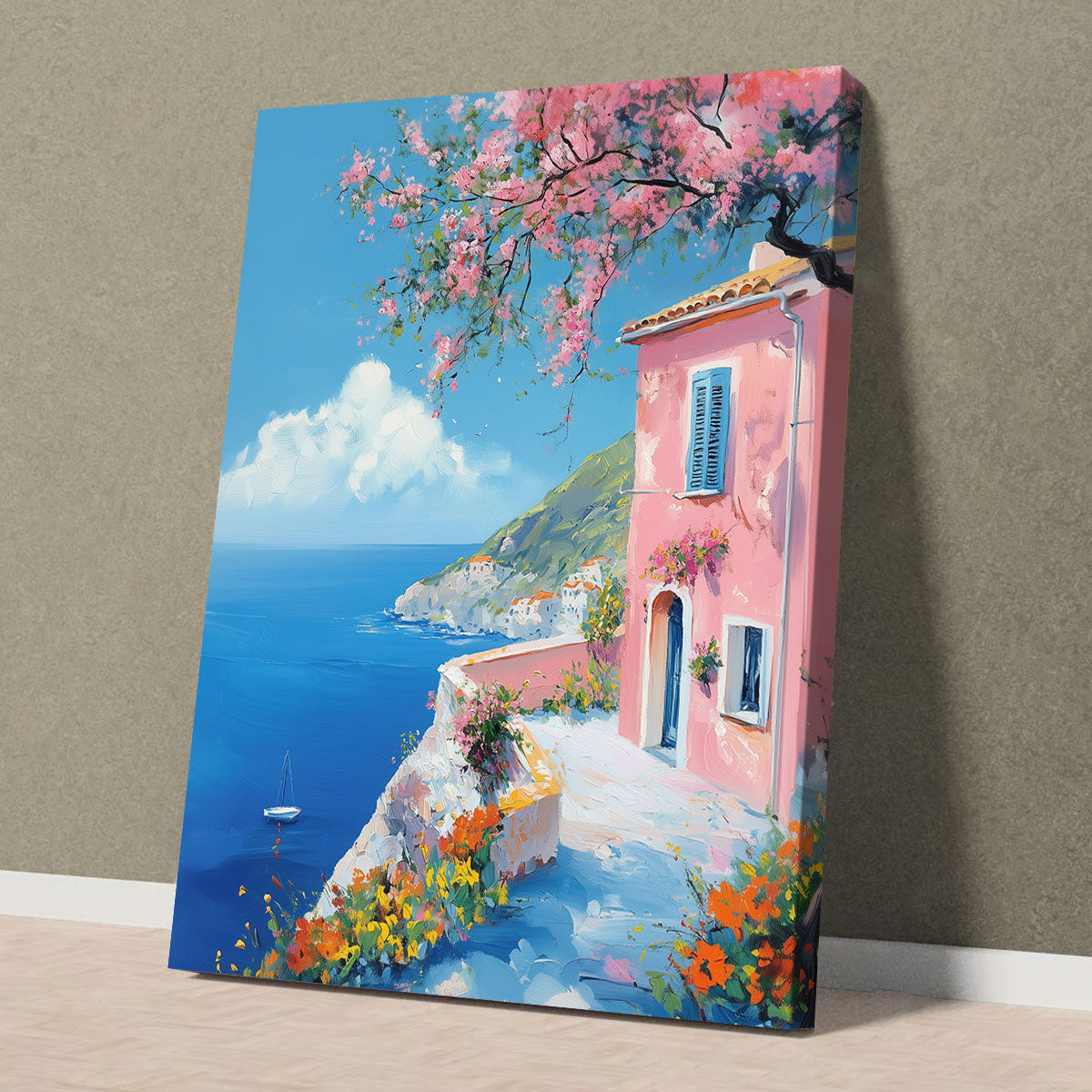 Mediterranean Art Sea Cliffside Canvas