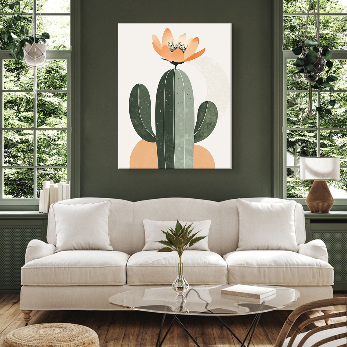 Minimalist Cactus Canvas Wall Art