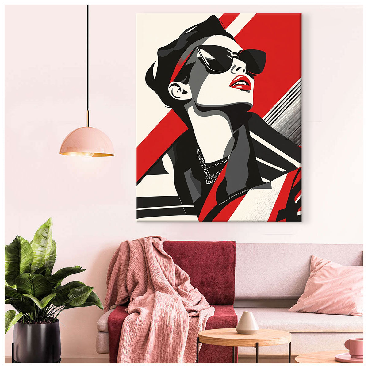 Bold Fashion Model – Modern Vector Art Canvas Print